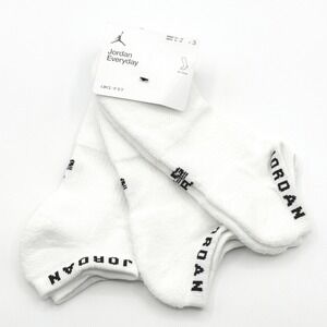Jordan Everyday No Show Socks 3 Pairs Mens 8-12 White Black Dri-Fit DX9656-100